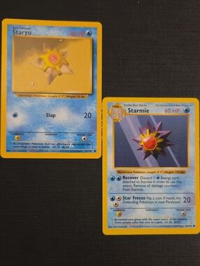 STARYU #65 + STARMIE #64 | Pokemon Base Set (1999) Trading Cards (Set of 2)